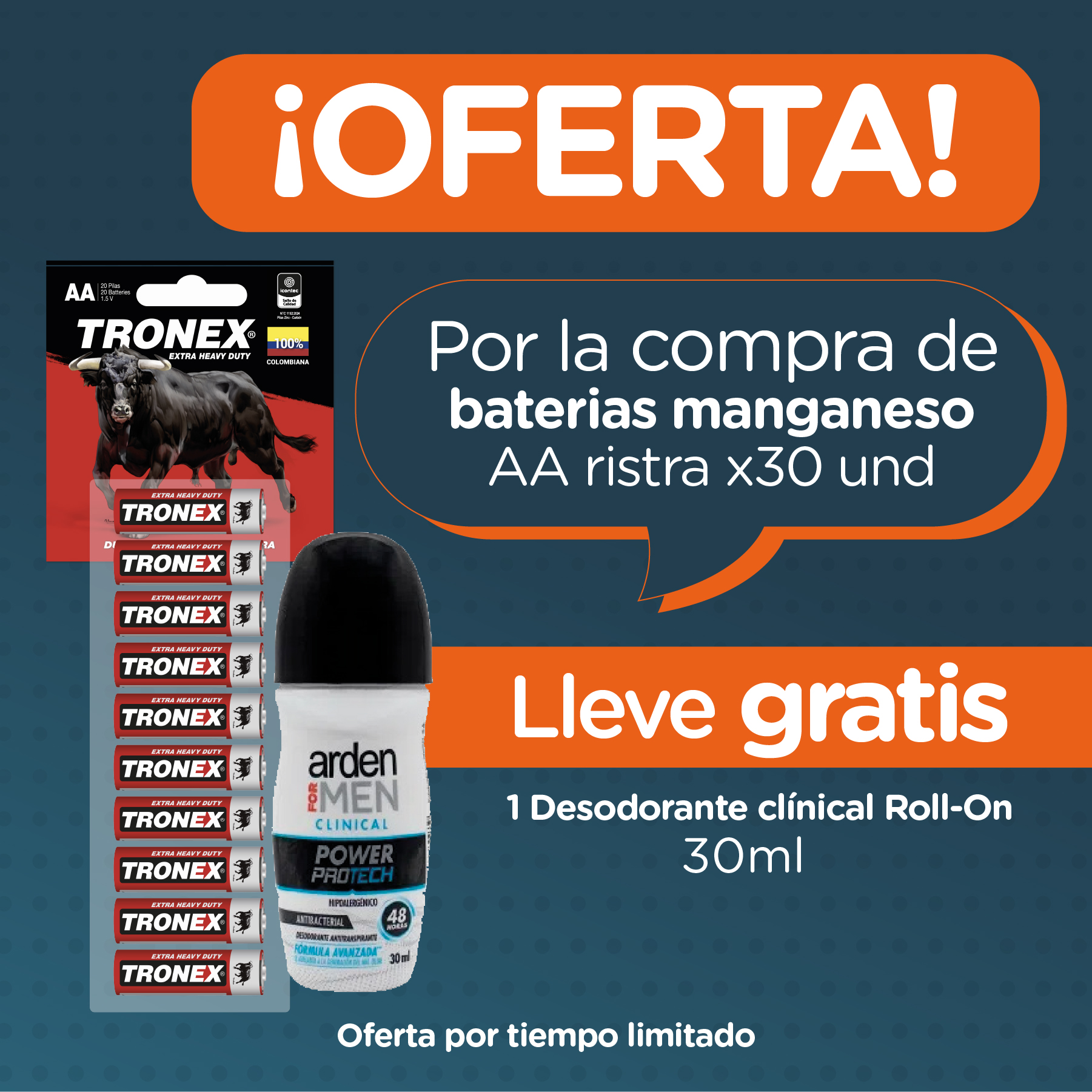Compra Ristra x30 Pilas AA Manganeso y lleva Desodorante clinical 30ml