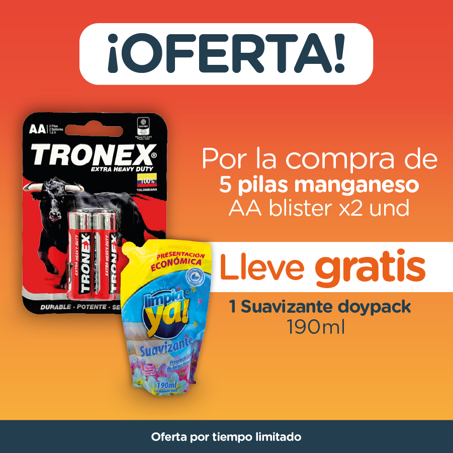 Compra 5 Pilas Manganeso AA Blíster x2 y Llévate Gratis Suavizante Doypack 190 ml