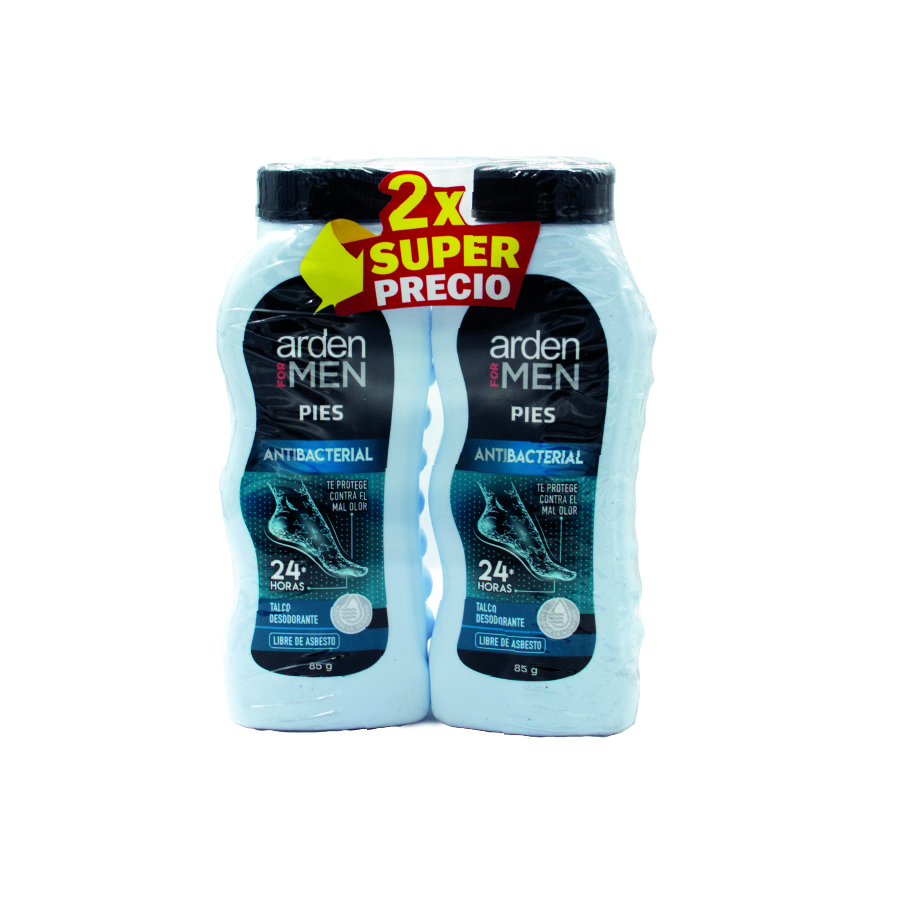 Talco en polvo para pies antibacterial 85g x2