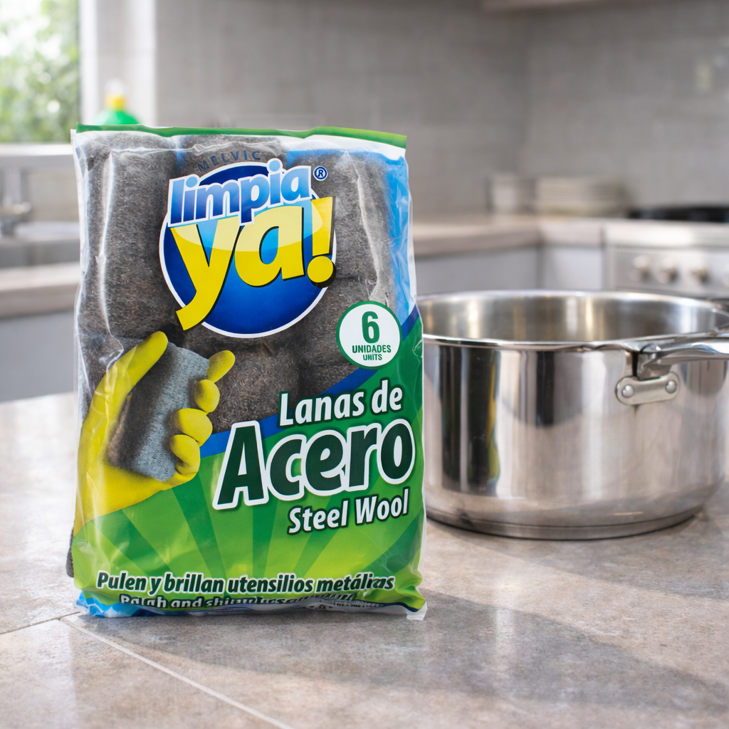 Esponja para brillo Lana Acero x6 und