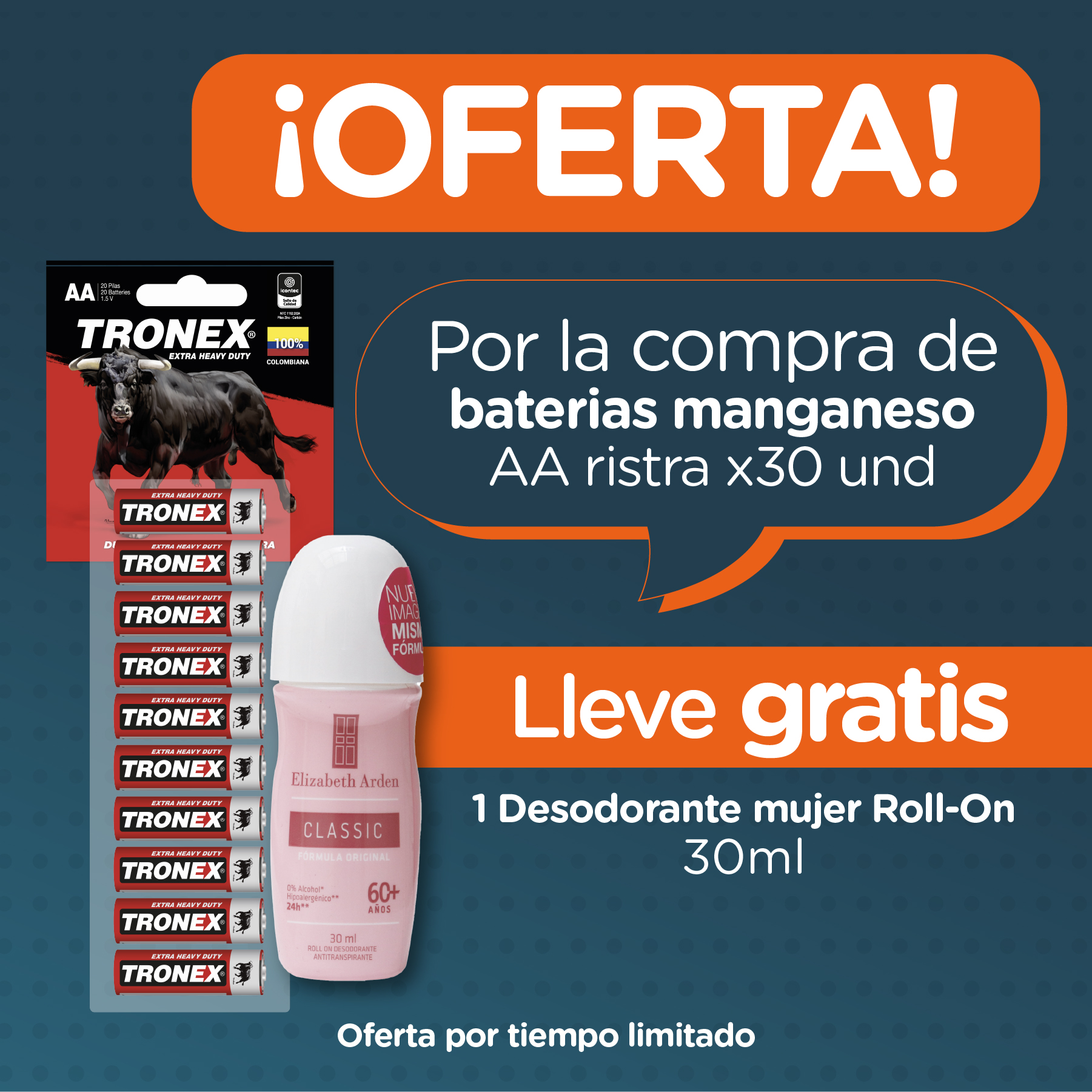 Compra Ristra x30 Pilas AA Manganeso y lleva Desodorante mujer 30ml