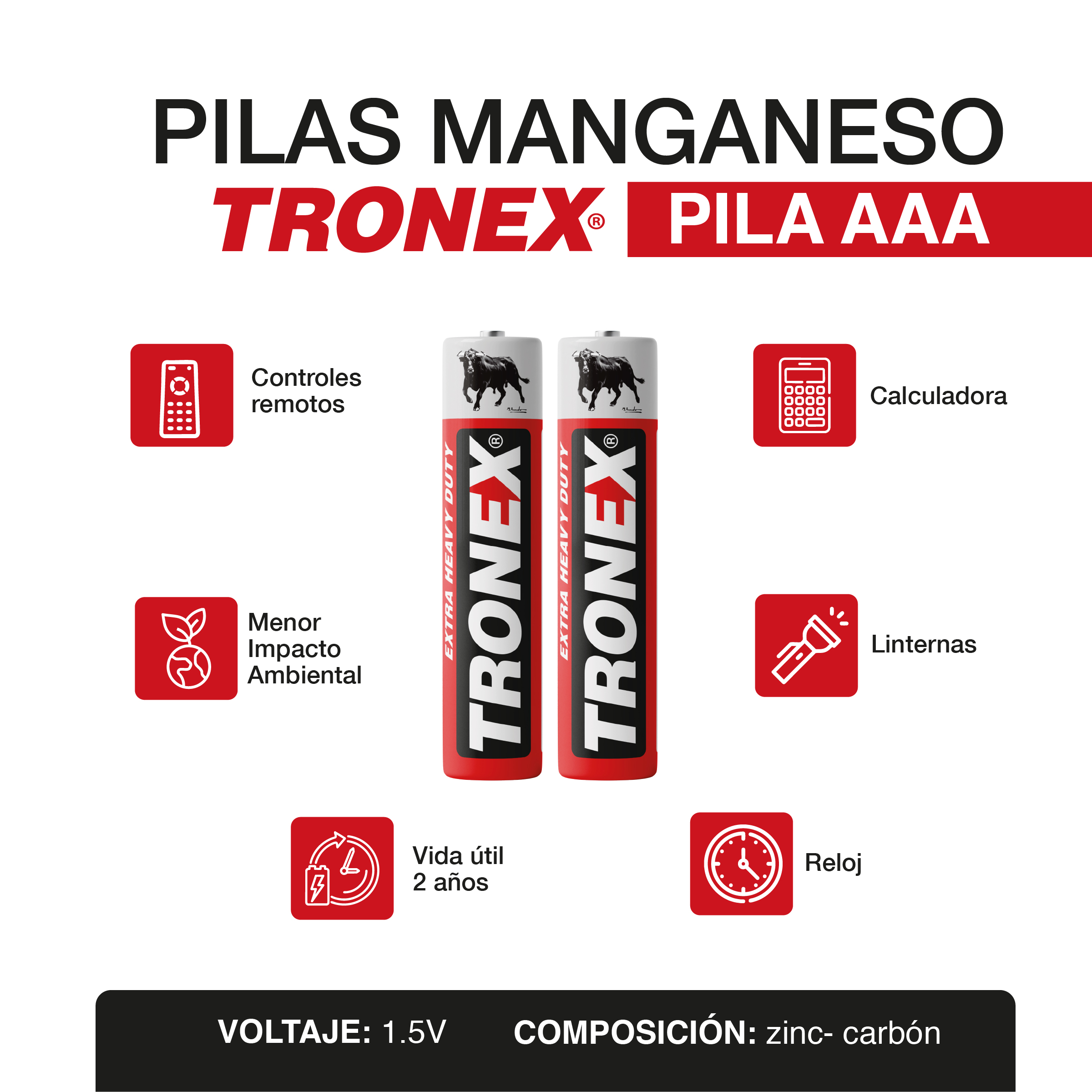 Pila Tronex AAA manganeso IMPORTADA Ristra X1