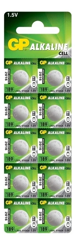 Pila bateria alcalina Tipo Botoón LR54 x10 und