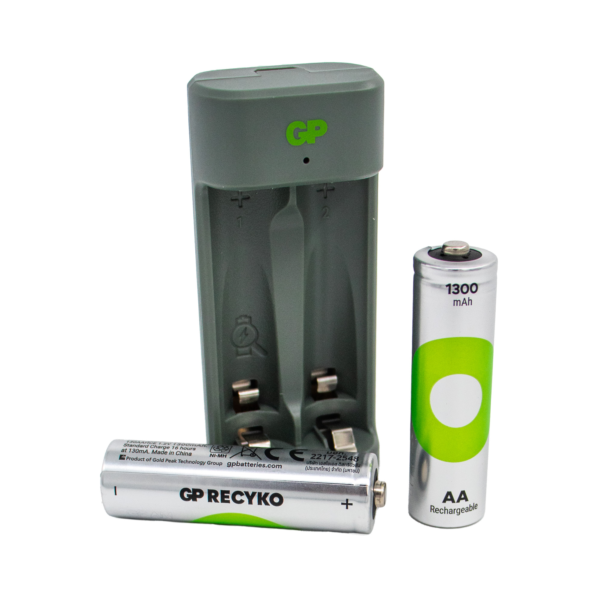 Cargador de pilas con 2 pilas AA 1300 mah