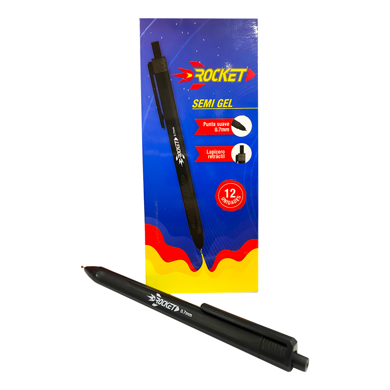 Lapicero Semigel Negro x12