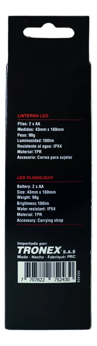 Linterna de caucho Rojo (pilas AA x2)