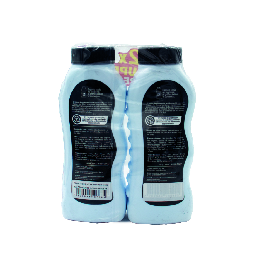 Talco en polvo para pies antibacterial 85g x2