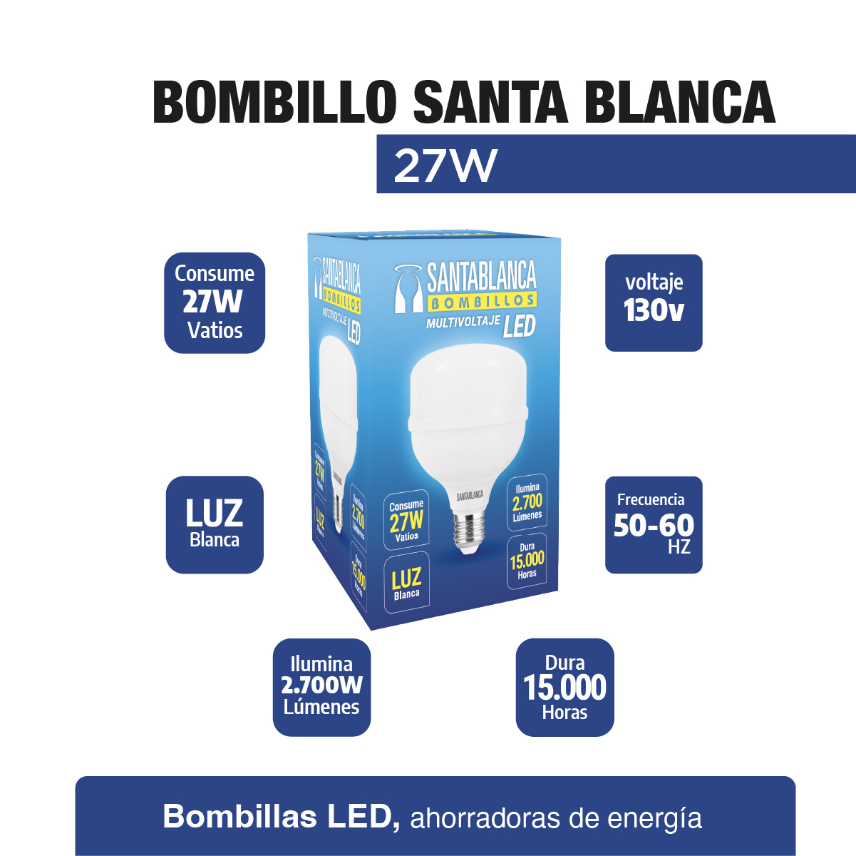 Bombillo Led luz blanca 18w