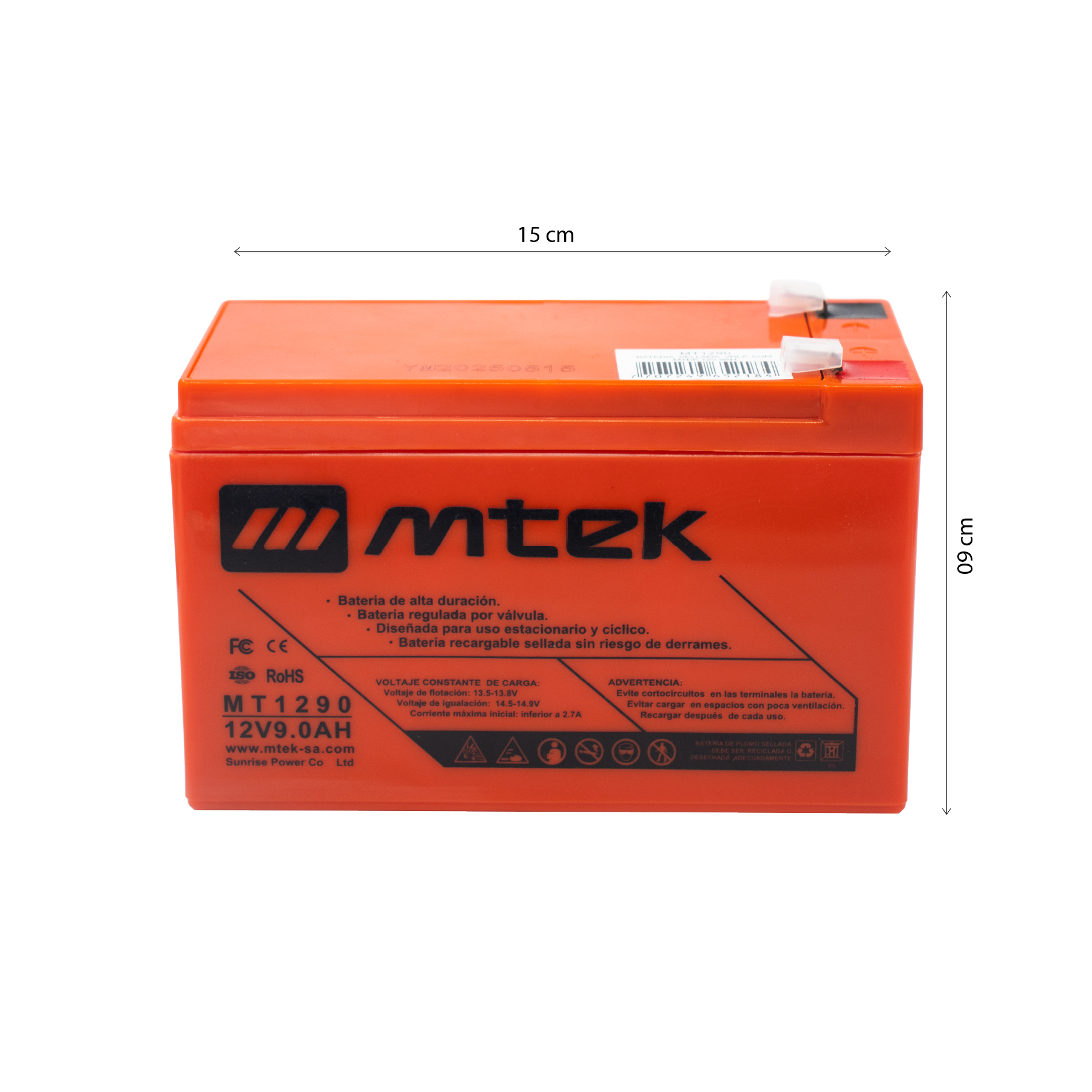 Bateria Sellada vrla agm Mtek 12v 9a