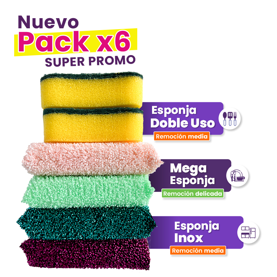 Pack Combo de Esponjas x 6 Unidades