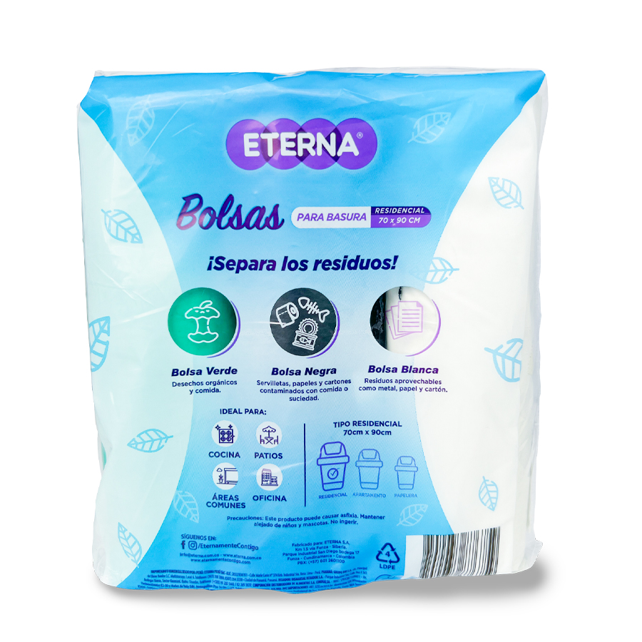 Pack de Bolsas x3 Blanca, Verde y Negra