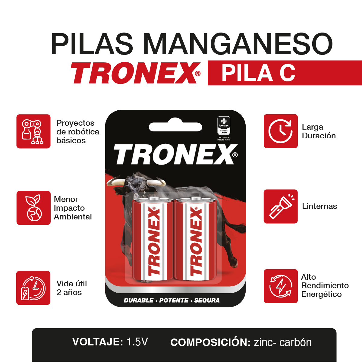 Pila bateria manganeso Tipo C blister x2 und