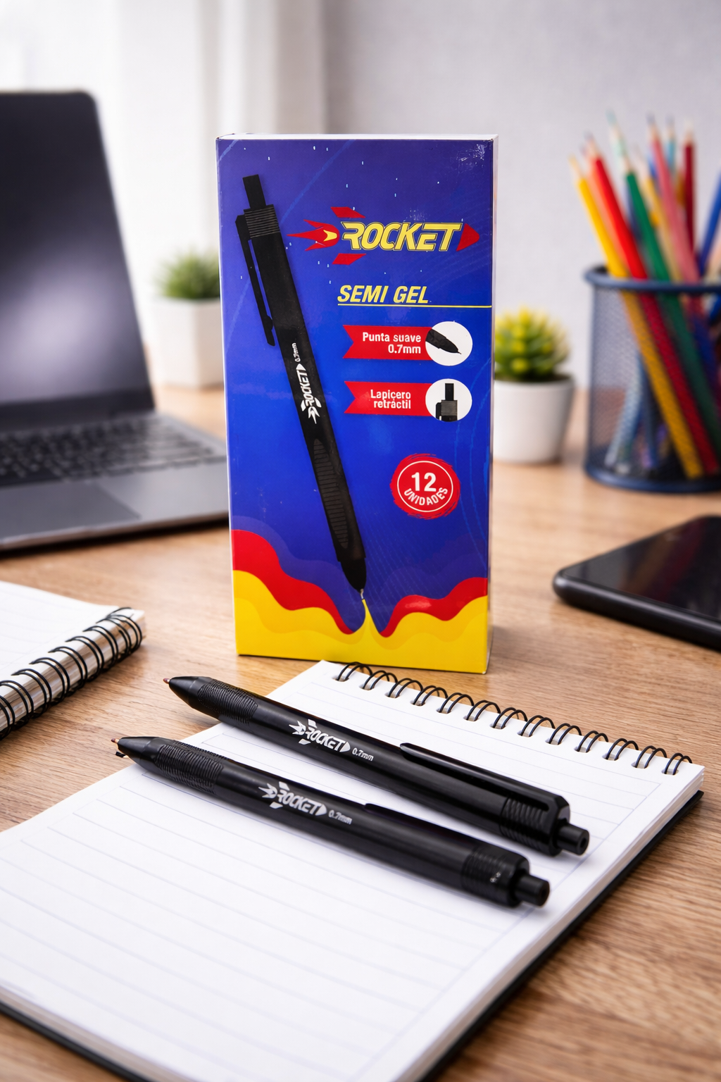 Lapicero Semigel Negro x12