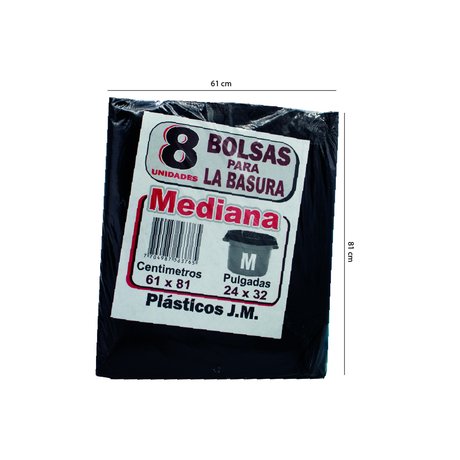 Bolsa Basura negra Paquete X8 und