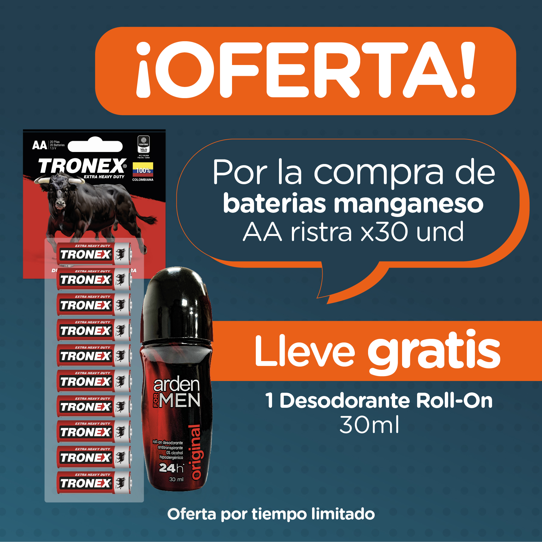 Compra Ristra x30 Pilas AA Manganeso y desodorante Roll-on 30ml