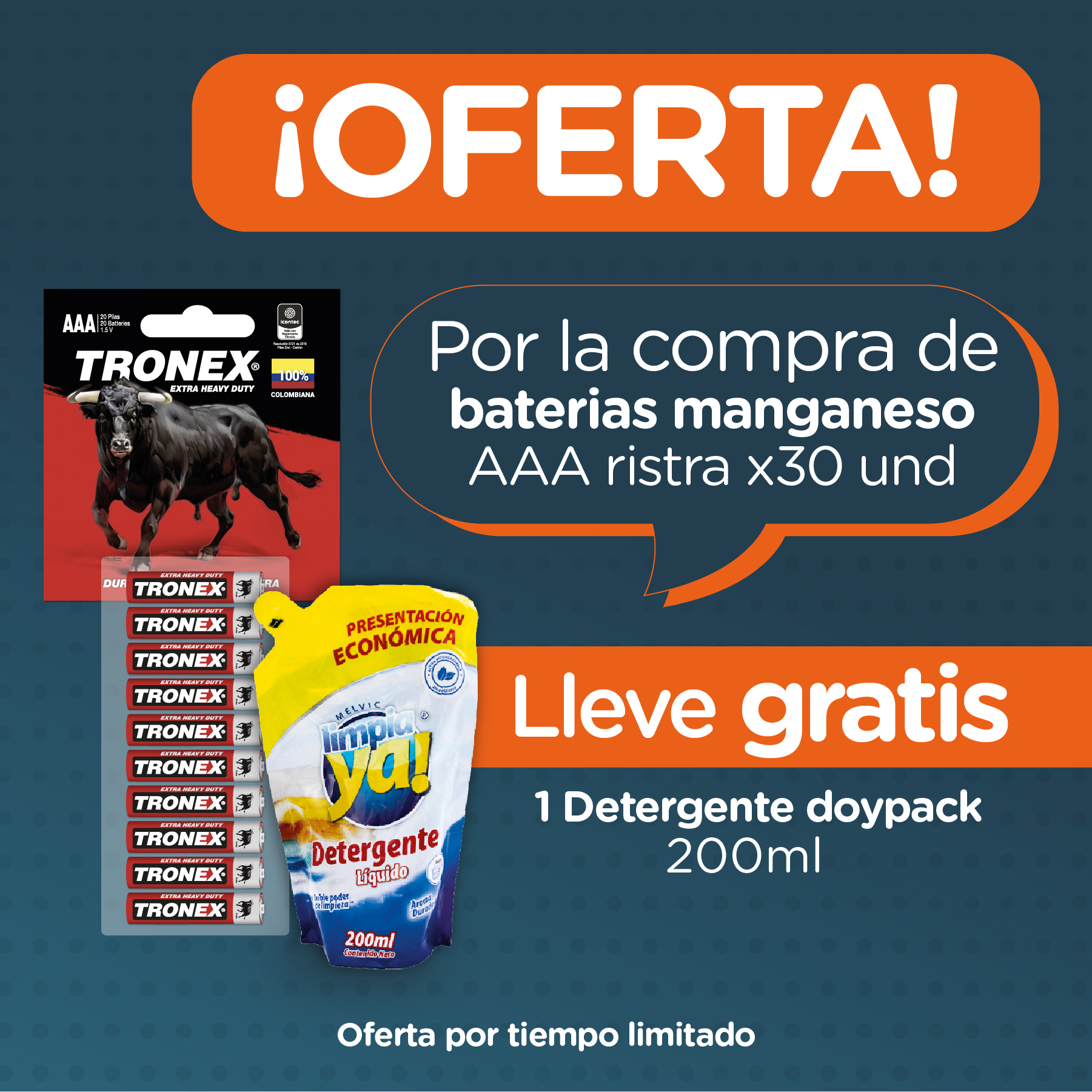 Compra Ristra x30 Pilas AAA Manganeso IMPORTADA y lleva Detergente Doypack 200ml