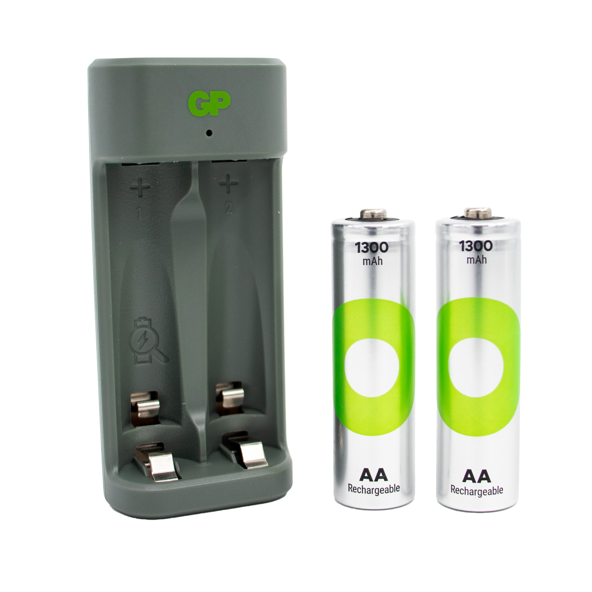 Cargador de pilas con 2 pilas AA 1300 mah