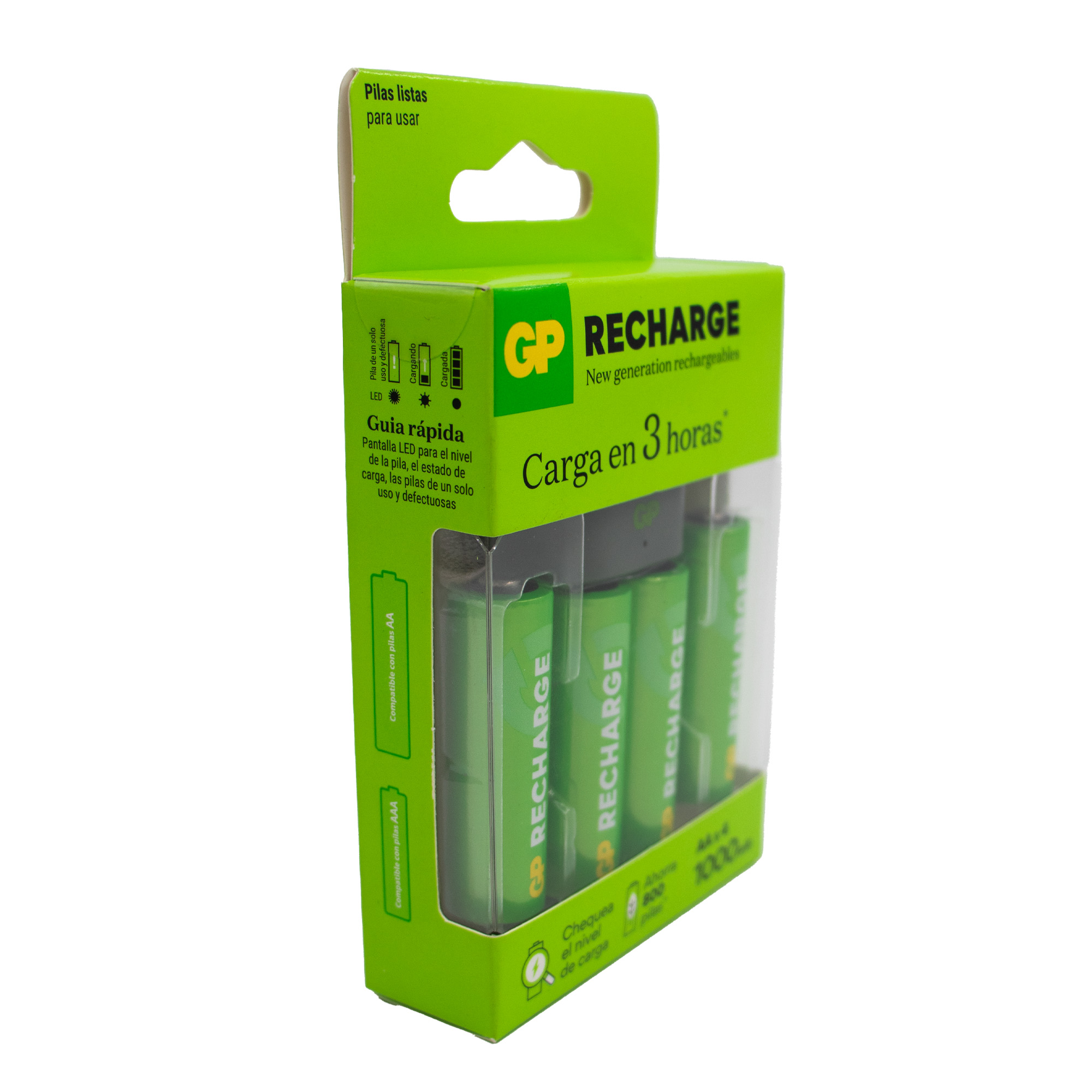 Cargador de pilas 211 con 4 pilas AA 1000 mah