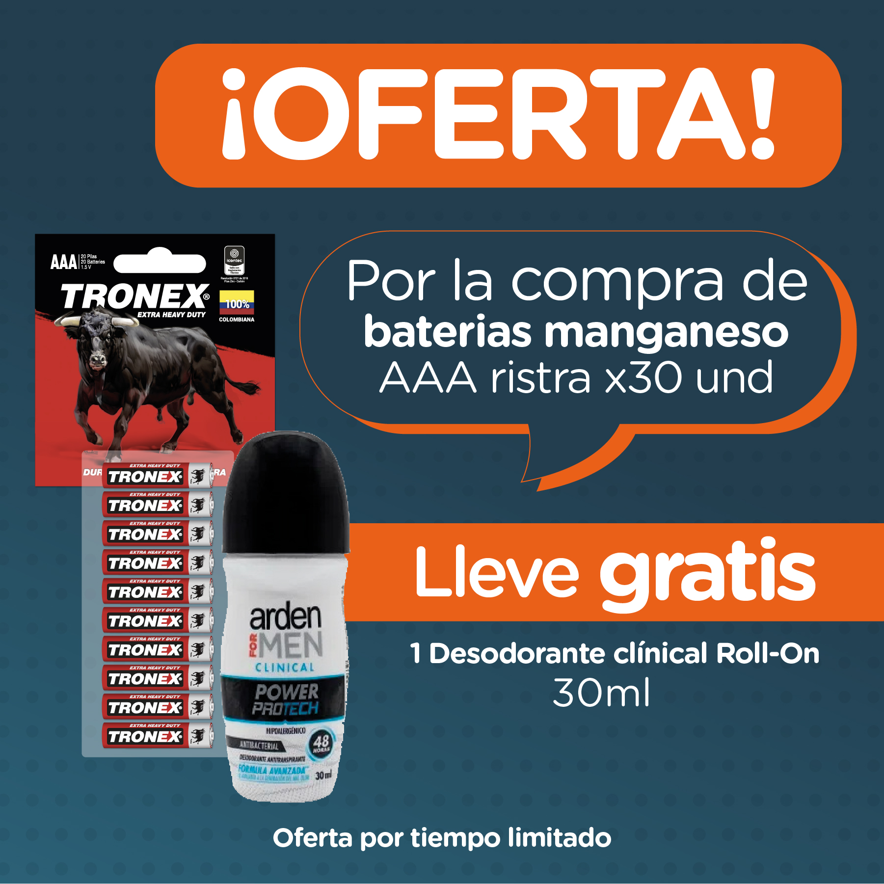 Compra Ristra x30 Pilas AAA Manganeso y Desodorante Clinical 30ml