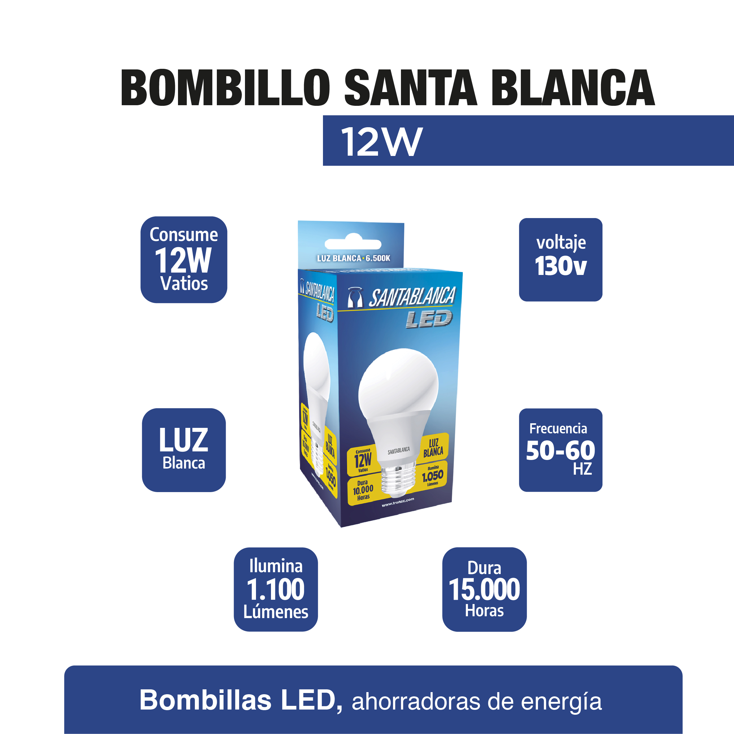 Bombillo Led luz  blanca 12w