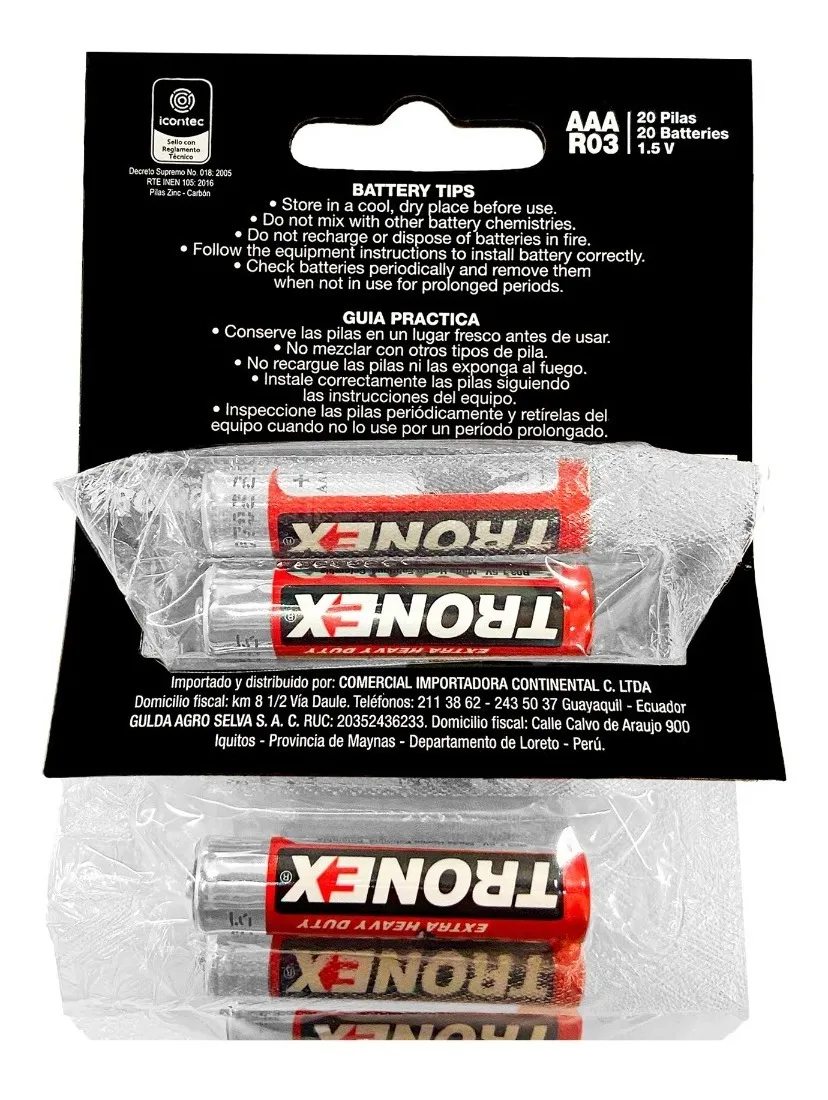 Pila bateria manganeso AAA ristra x10 und