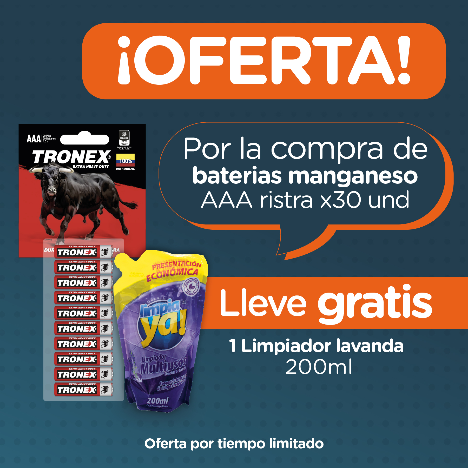 Compra Ristra x30 Pilas AAA Manganeso y Limpiador Lavanda 200ml