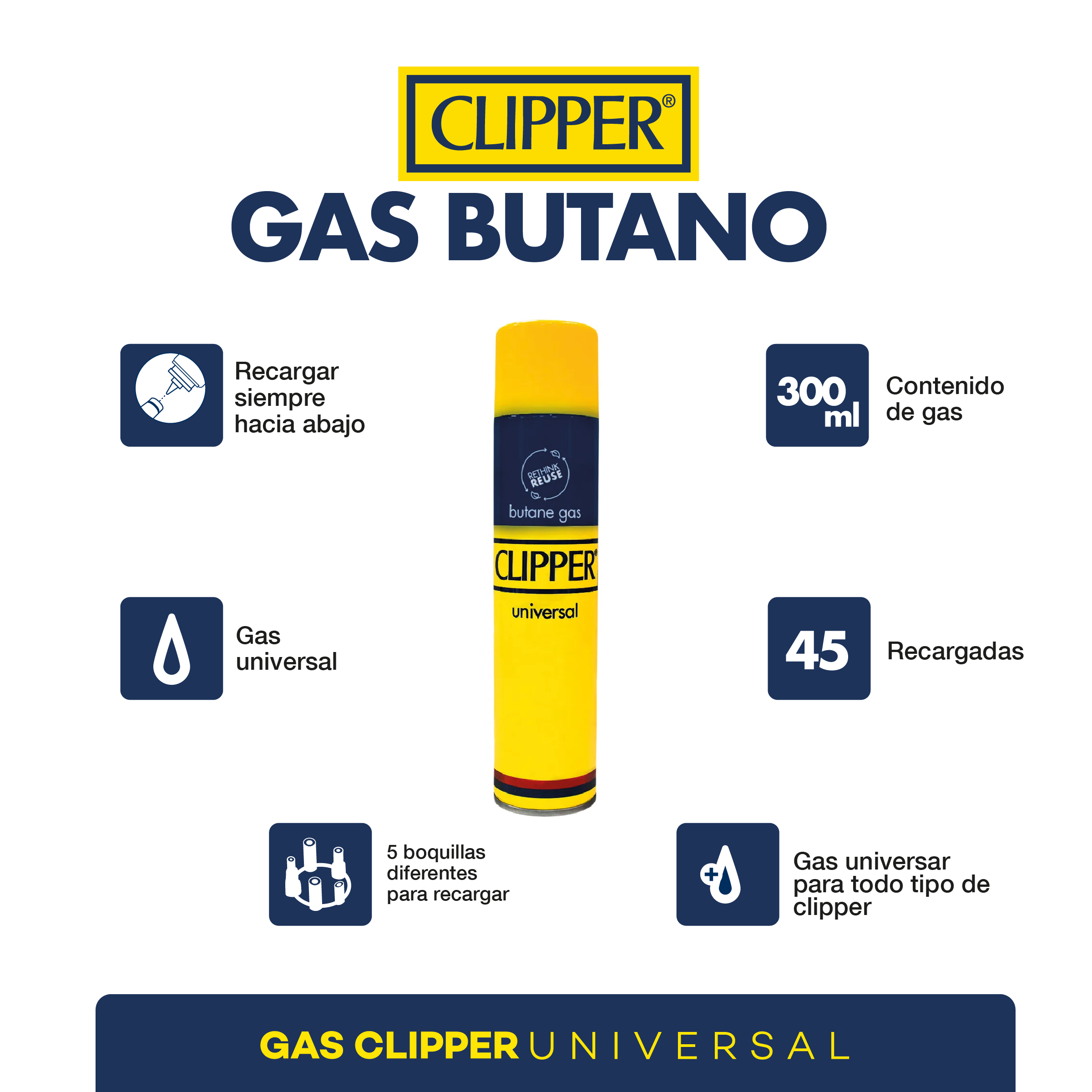Gas Universal para recarga de encendedores 16ml