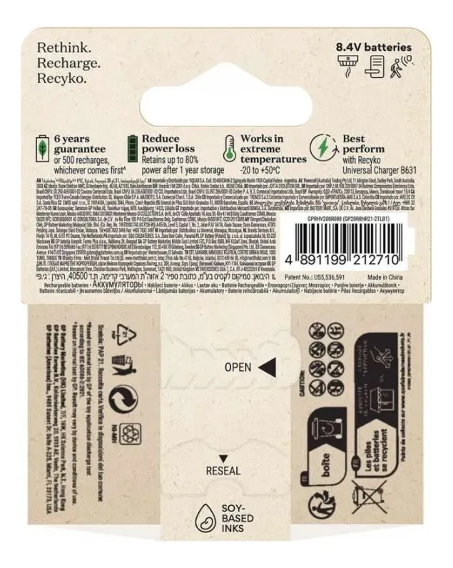 Pila bateria recargable 9V