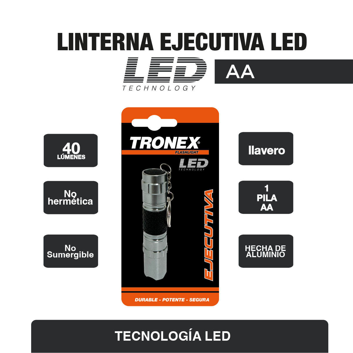 Linterna tipo Ejecutiva Led (funciona con pilas AA)