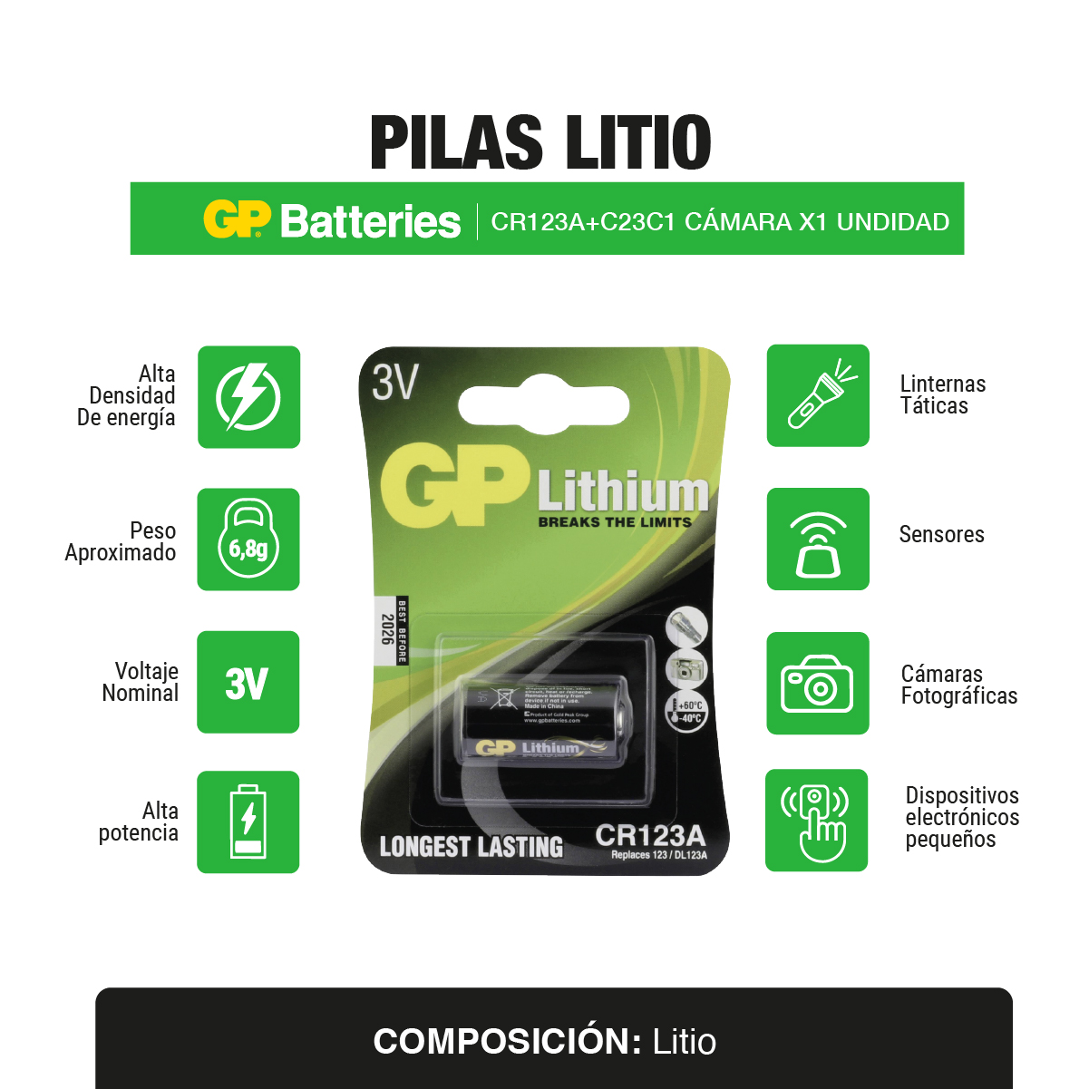 Pila Lithium para cámara