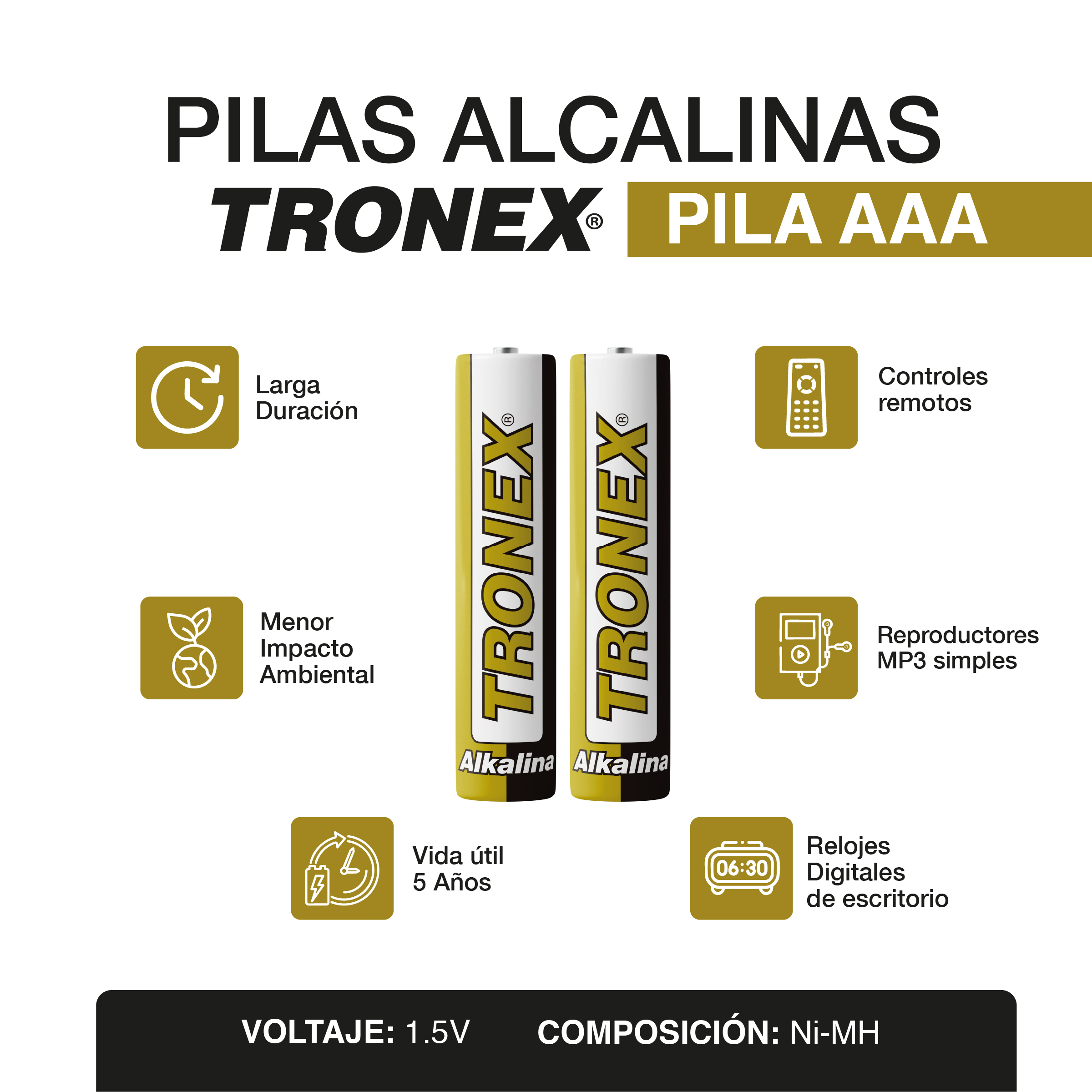 Pila bateria alcalina AAA  blister x2 und