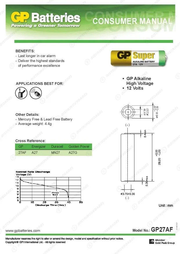 Pila  bateria alcalina alarma 12V x5 und