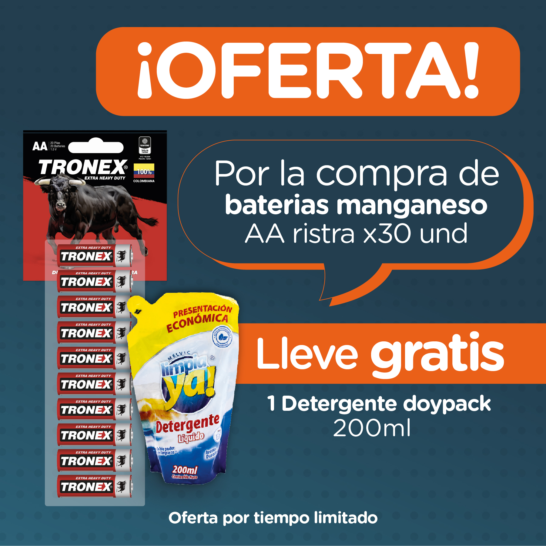 Compra Ristra x30 Pilas AA Manganeso y Lleva Detergente Doypack 200ml