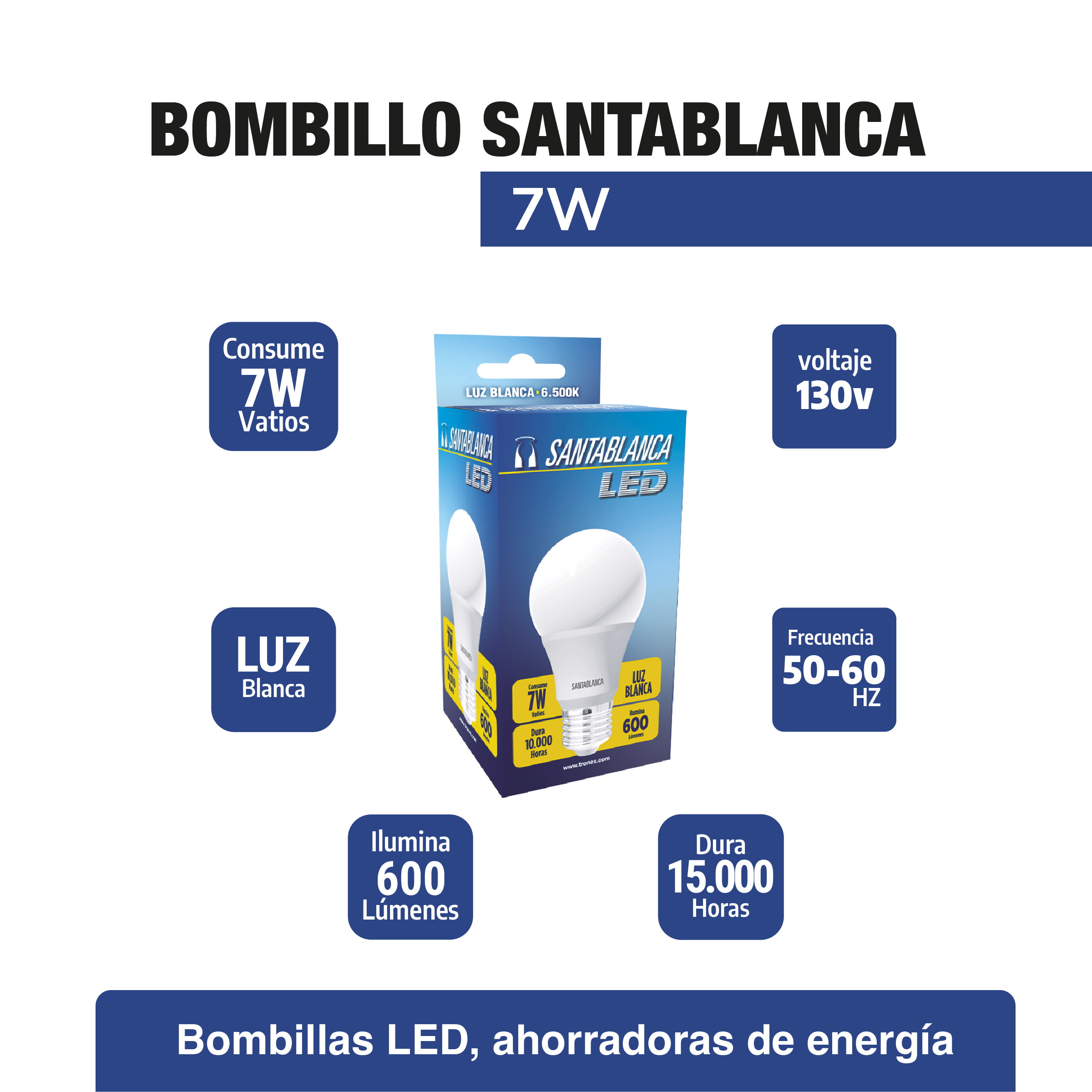 Bombillo Led luz  blanca  7w