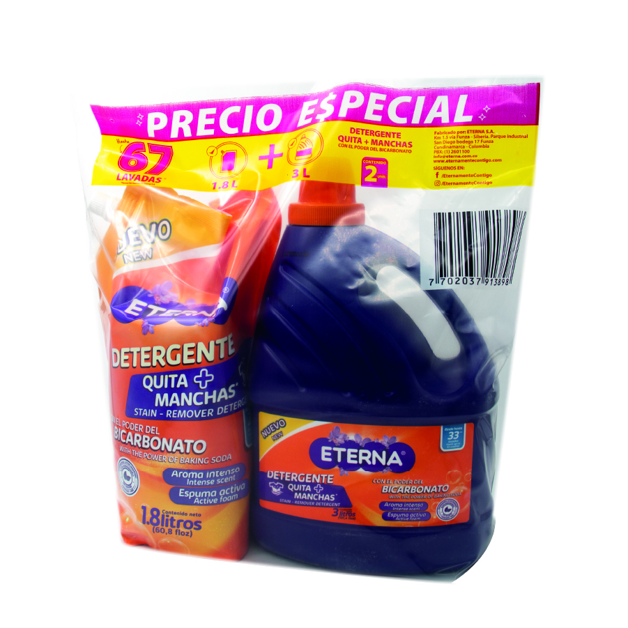 Combo detergente liquido Oferta 3000 ml + Doypack 1800 ml