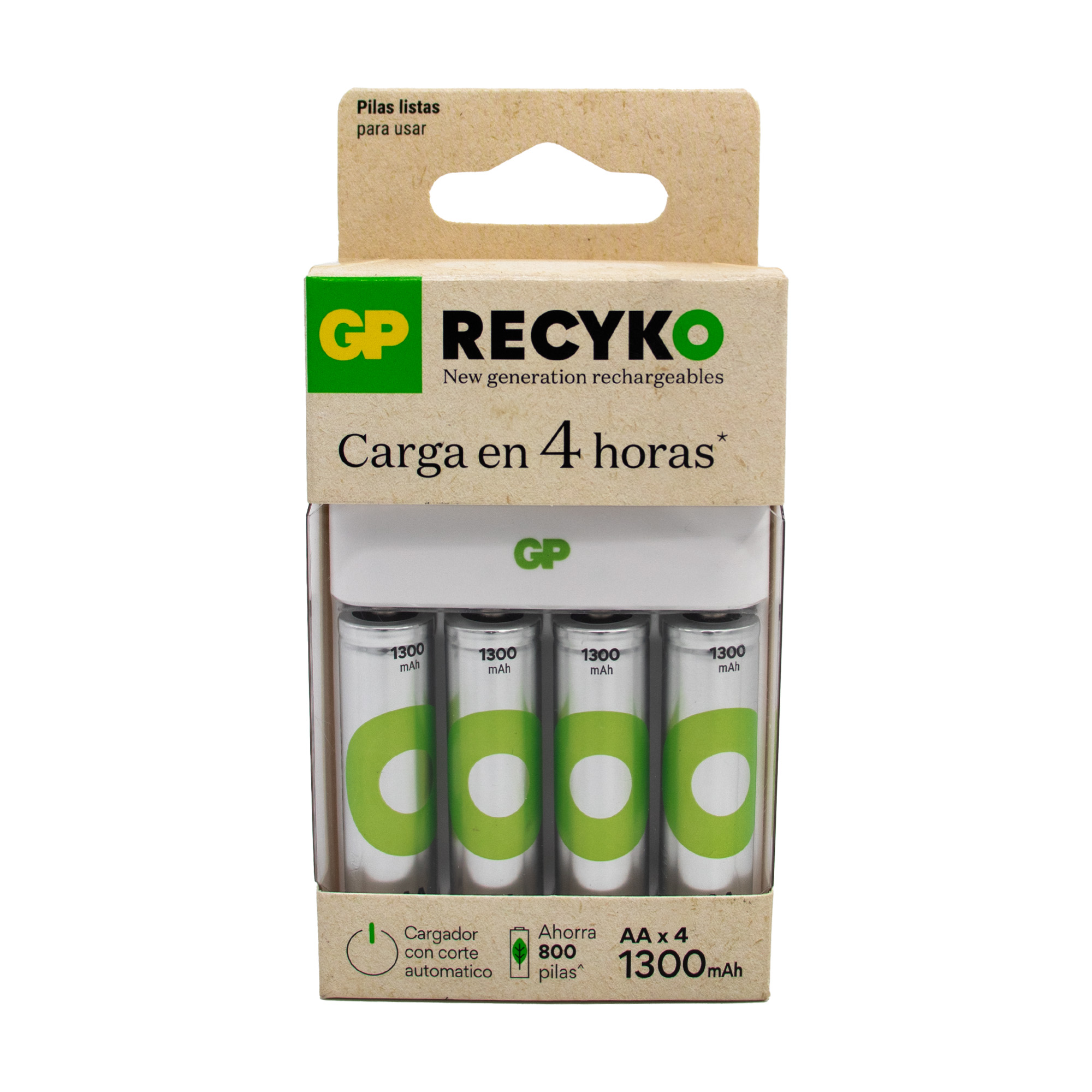 Cargador de pilas con 4 pilas AA 1300 mah